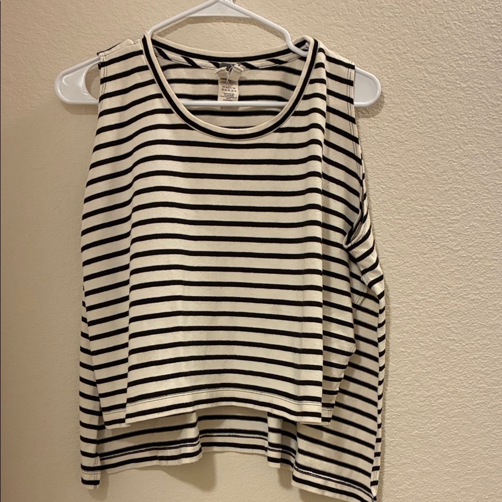 We The Free Black and White Striped Tank Top